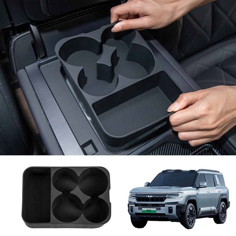 For BYD Leopard 8 Denza B8 2025+ Central Control Refrigerator Silicone Storage Box Pad Storage Fixed Anti-slip Pad Accessories
