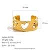 18K Gold Plated Hammered Heart Bracelet - Stainless Steel, European American Style, Light Luxury for Women