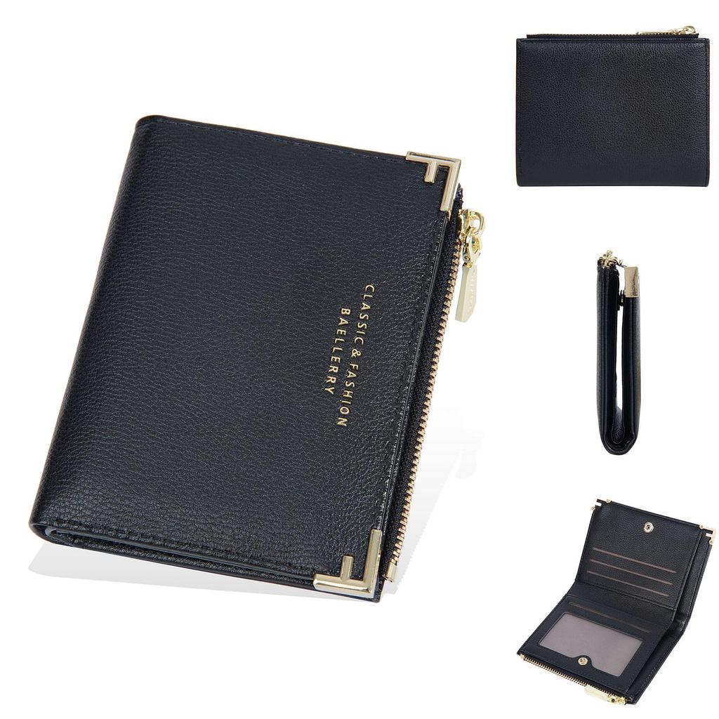 Women's Baellerry Bifold Wallet: Stylish Short Wallet with Zipper Coin Purse & Buckle