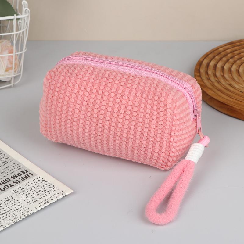 Sweet And Girly Candy Color Plush Large Capacity Makeup Bag, Toiletry Bag, Travel Portable Handbag Plush Makeup Bag