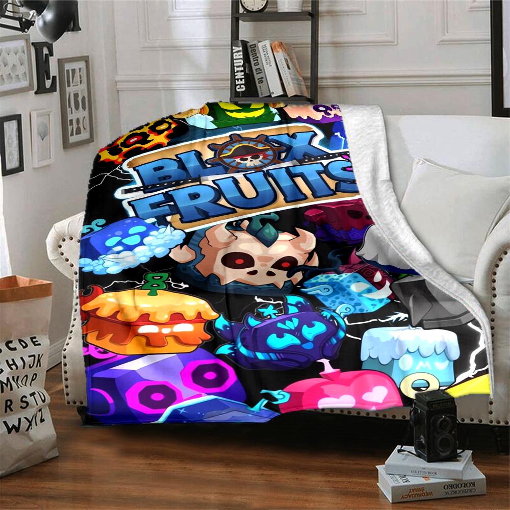 Coperta Stampata Tema Blox Fruits - Perfetta per Divano, Letto, Viaggio e Uso Esterno | Lavabile in Lavatrice, Accogliente e Durevole.