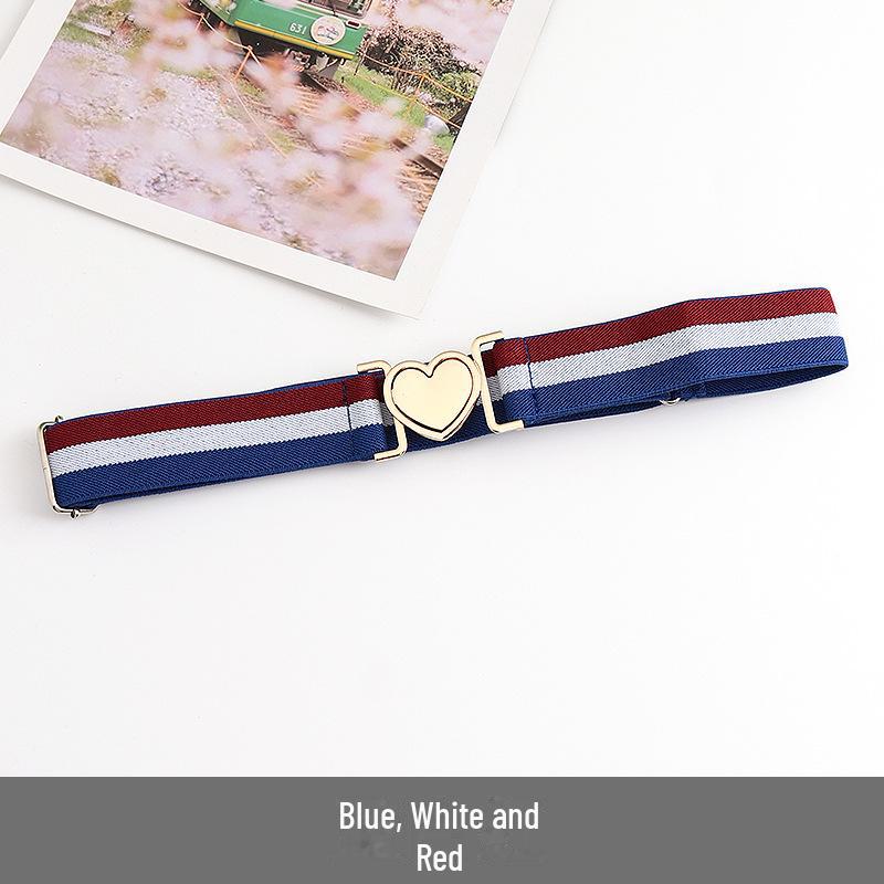 Unisex Adjustable Elastic Braided Canvas Belt with Alloy Buckle