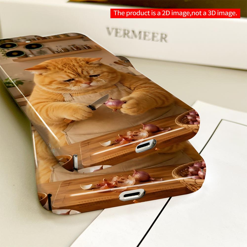 Crying Cat Chopping Onion in Kitchen All inclusive film hard phone case, compatible with iPhone 18 Pro Max 17 16 15 14 13 12 11