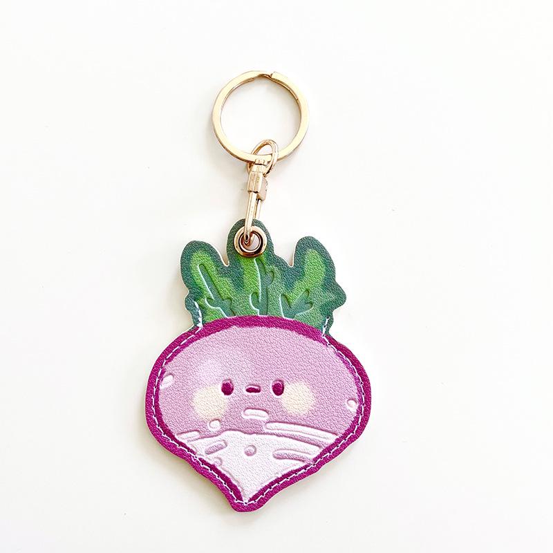 Creative Leather Fruit Series Access Card Holder & Airtag Keychain Charm