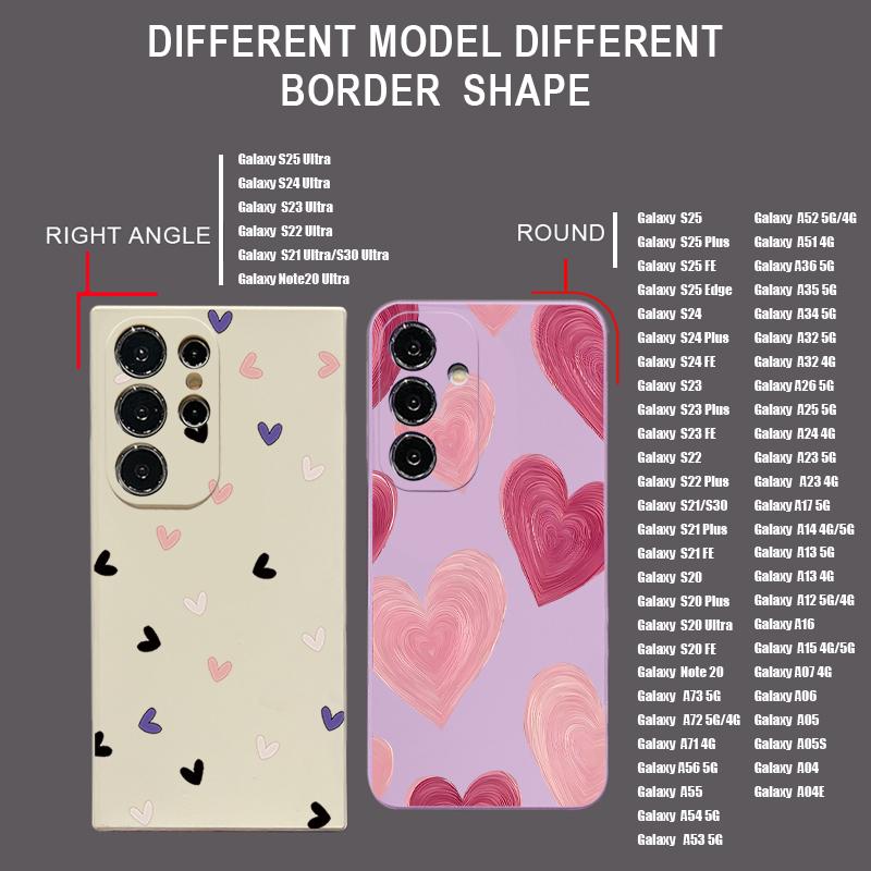 Creative Heart Pattern Case For Samsung Galaxy S26 S25 Ultra S24 S23 S22 Plus S21 FE A15 A16 A17 A35 A36 A54 A55 A56 5G Soft Cover