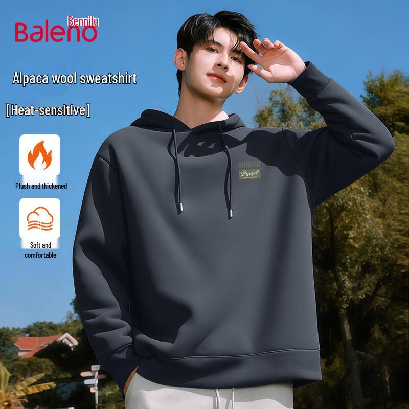 

Baleno Men s Alpaca Fleece Lined Hooded Sweatshirt XL