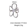 Elegant Diamond Inlaid Hollow Flower Stainless Steel Ring - Simple, Non-Fading, Open Design.