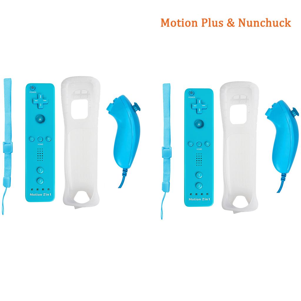 2 In 1 Wireless Gamepad for Nintendo Wii/Wii Game Remote Controller Joystick Joypad Nunchuck Hand Curved Game Handle Accessories