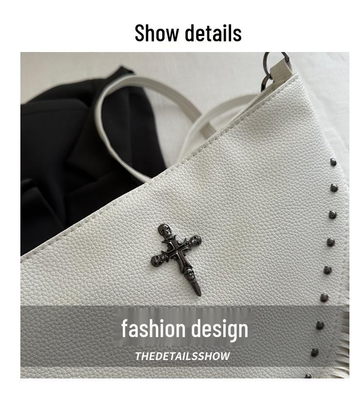 2025 Women's Rivet Soft Leather Tassel Crossbody Bag