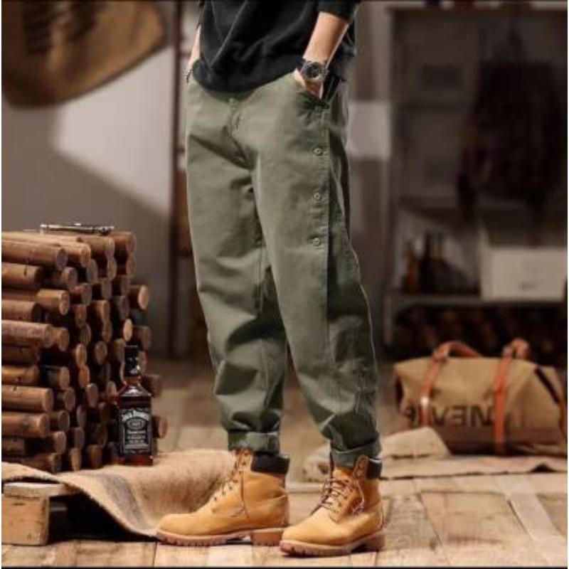 

Retro tooling pants men s spring and autumn loose and simple cone straight versatile casual long pants M