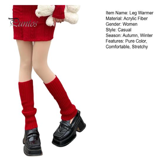 Boot Socks 1 Pair Leg Warmers Mid Calf Thickened Knitted Lolita Ribbed Keep Covers Warm Solid Color Autumn Winter Women Stockings for Dating