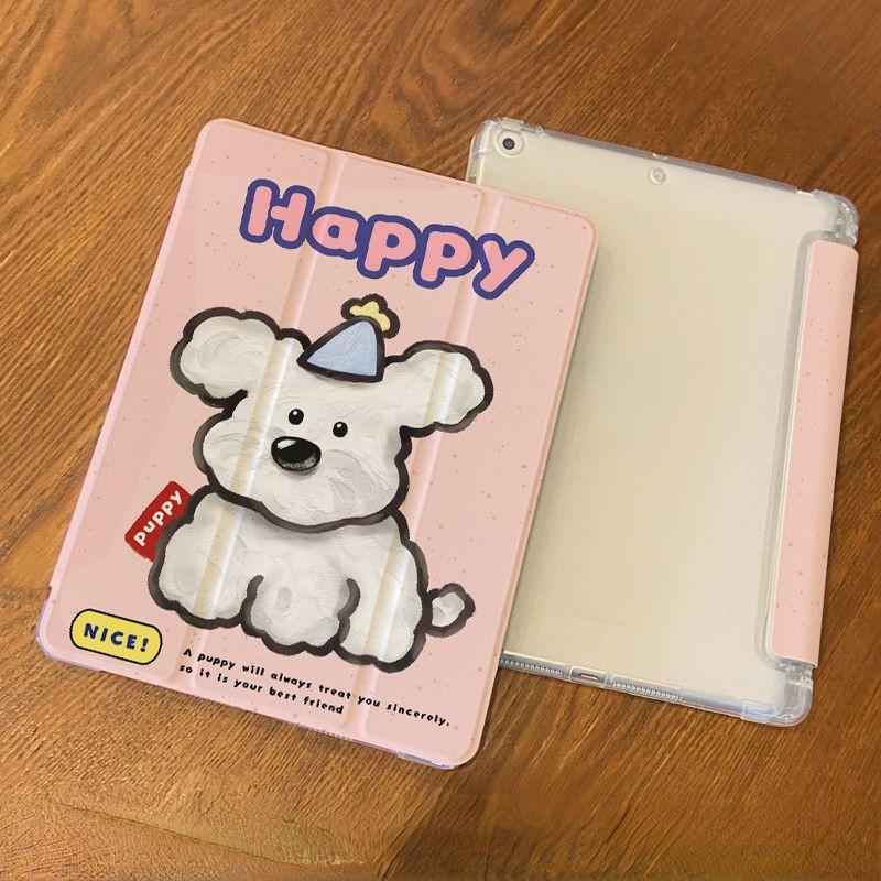 Für iPad Air6 Hülle Süßes Hundemuster iPad Dreifach gefaltete Smart Hülle für iPad 2022 10th Air4 Air5 10.9 Air3/Pro2017 10.5 mit Bleistifthalter