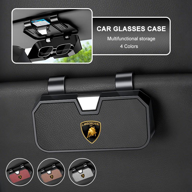 Car LOGO Sunglasses Storage Box Organizer Accessory Storage Box For Lamborghini Urus Huracan Aventador Premium Auto Accessories TT8