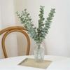 6Pcs Nordic Simulation Soft Rubber Feel Circular Eucalyptus Home Soft Decoration DIY Bouquet with Green Plants.
