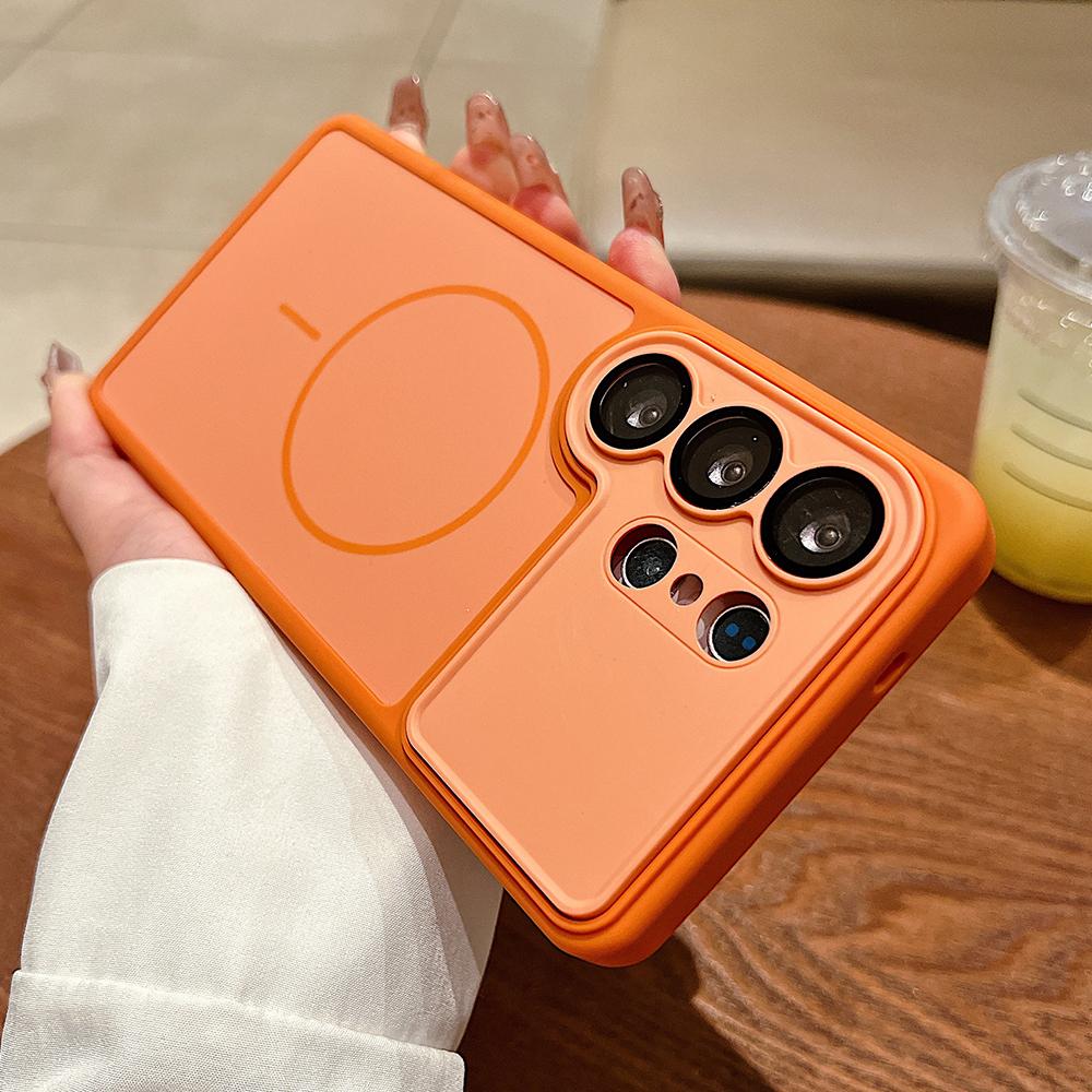 

Business Matte For Magsafe Magnetic Case For Samsung Galaxy S26 S26Plus S26Ultra Glass Lens Protect Shockproof Armor Cover Funda Galaxy S26+ помаранчевий