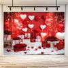 2D Red Heart Valentine Banner, Romantic Light & Rose Backdrop, Engagement Party Photo Booth Decor