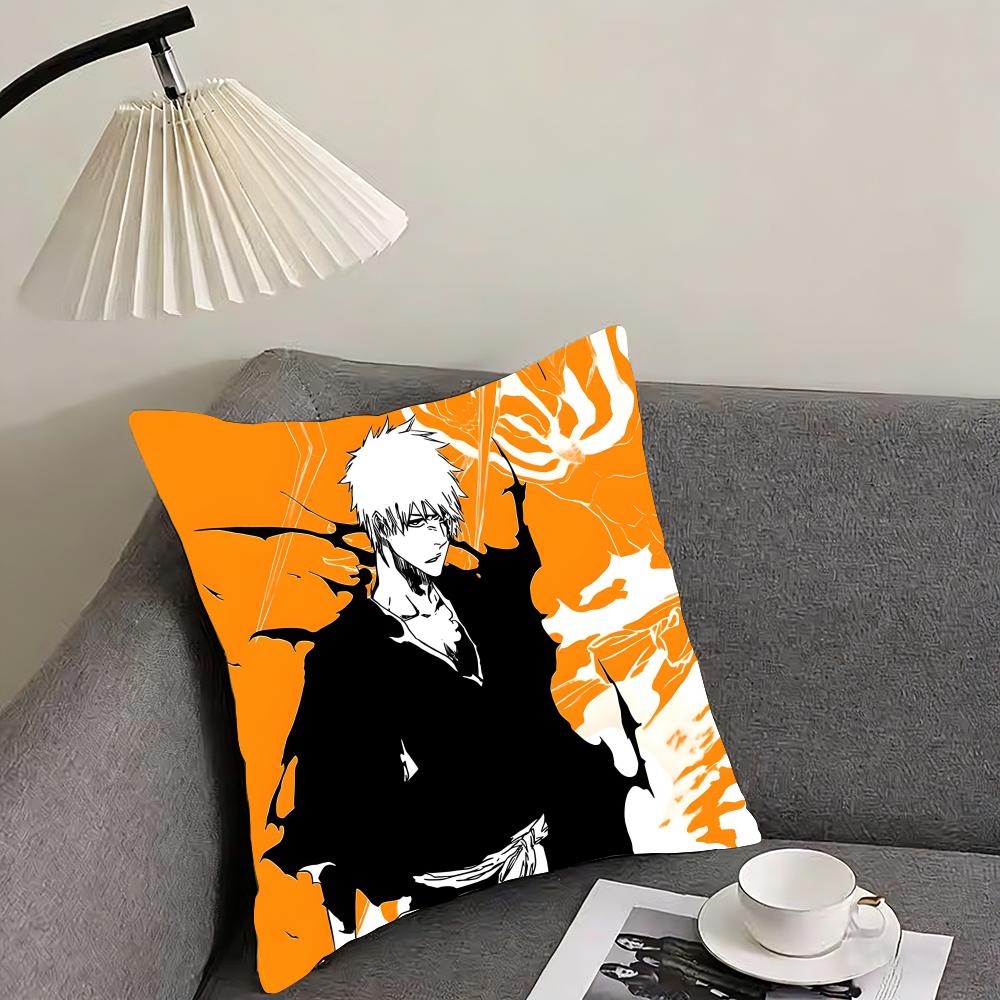 B-Bleach Kurosakii Anime Cushion Cover Pillowcase Ultra Soft Skin Friendly Fabric Cloud Like Comfort & Concealed Zipper
