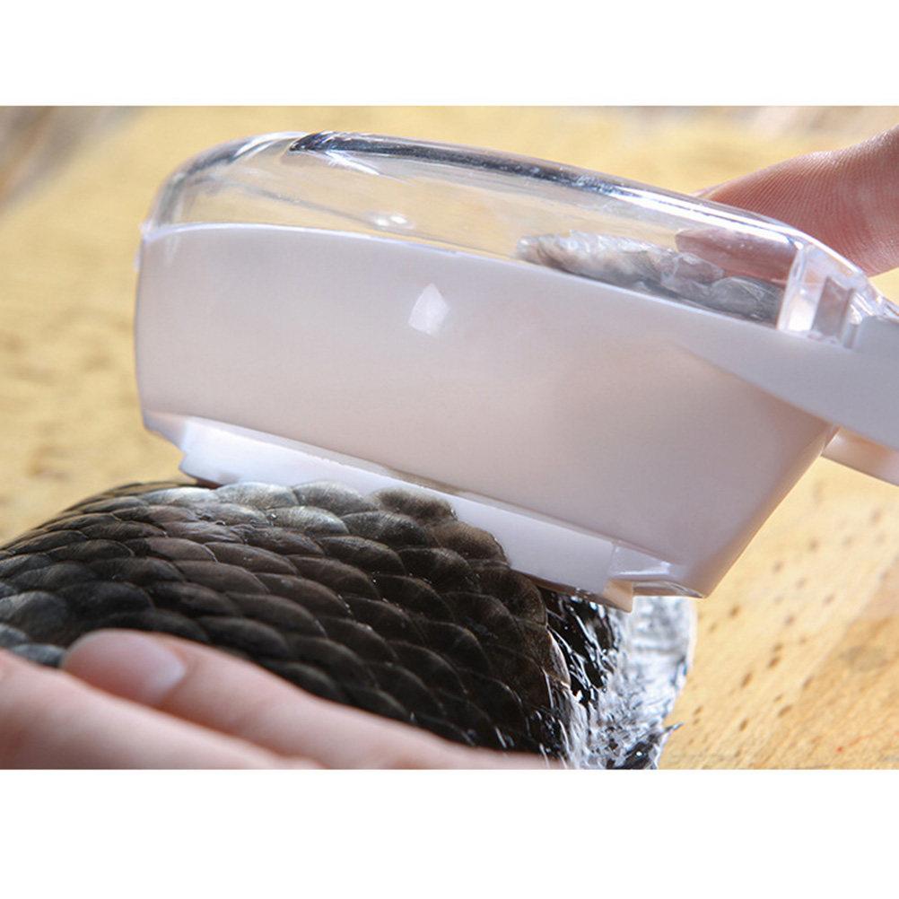 Fish Scale Scraper White ABS As Material Manual Planing Tool Plastic Serrated Safe Convenient Hanging Hole Kitchen Fishing Tools