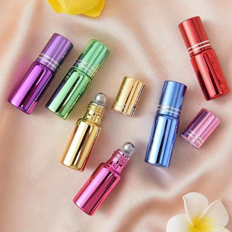 5ml Bright colors Refillable Glass Essential Oil Roller Bottles With Metal Roller Ball for Fragrance Perfume