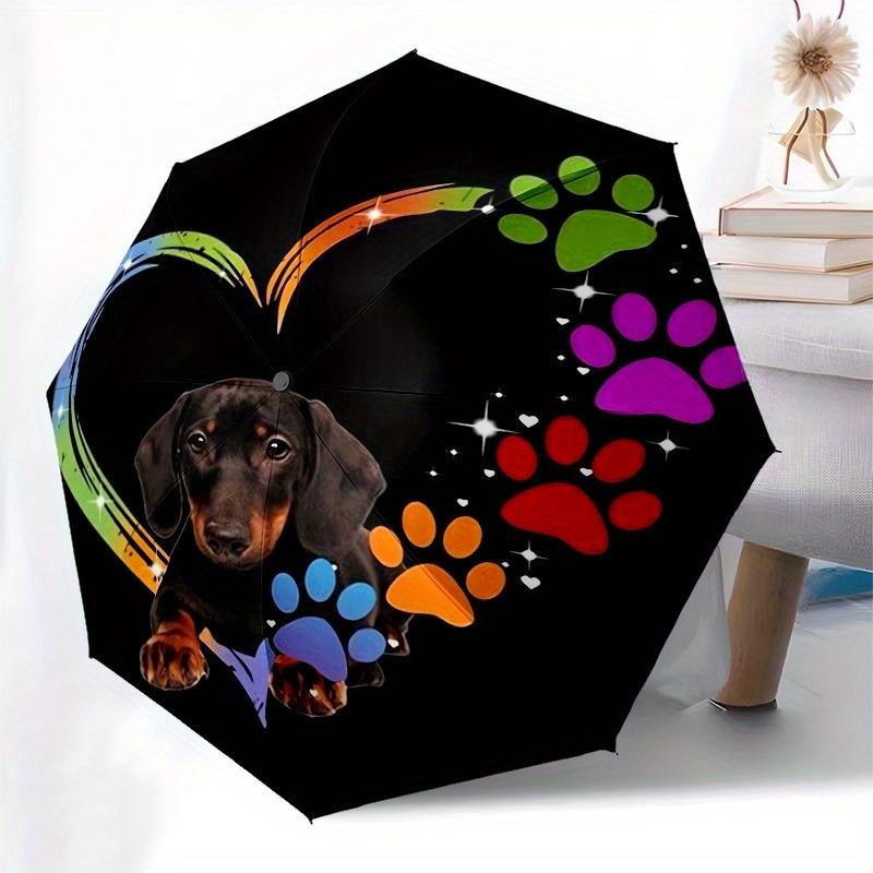 1pc Rainbow Paw Prints Heart Umbrella with Plastic Handle,Suitable for All Seasons Home Travel Outdoor UmbrellaM1112