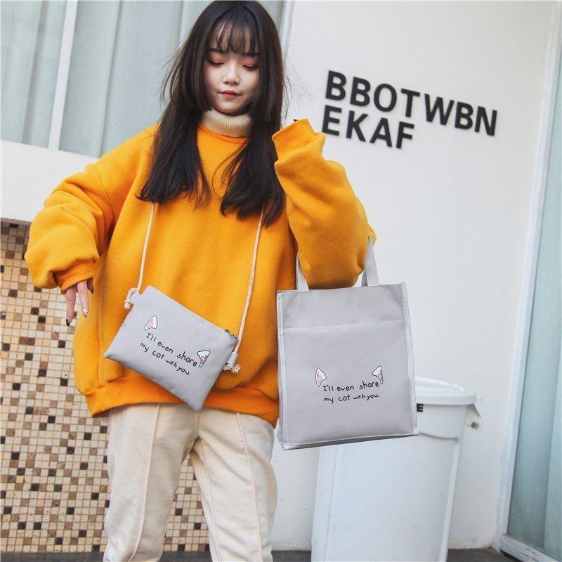 4Pcs/set Middle and High School Campus Student Schoolbag Four-piece Korean Version Ins Style Student Backpack Oxford Cloth Anti-splashing Backpack