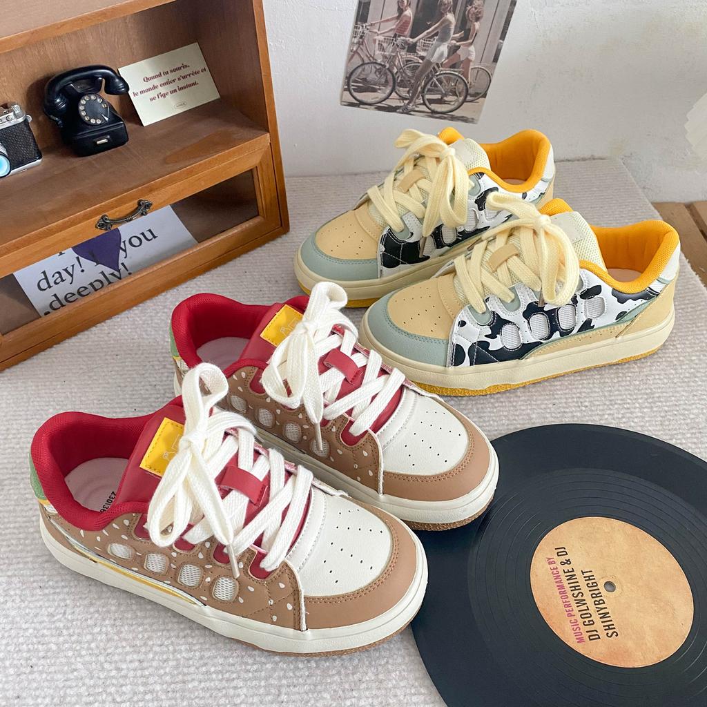 B-9355 Latex-Innensohle/Dopamin dicke Basisplatte Schuhe Damenschuhe 2024 Herbst neue Nische Brotschuhe weiße Schuhe