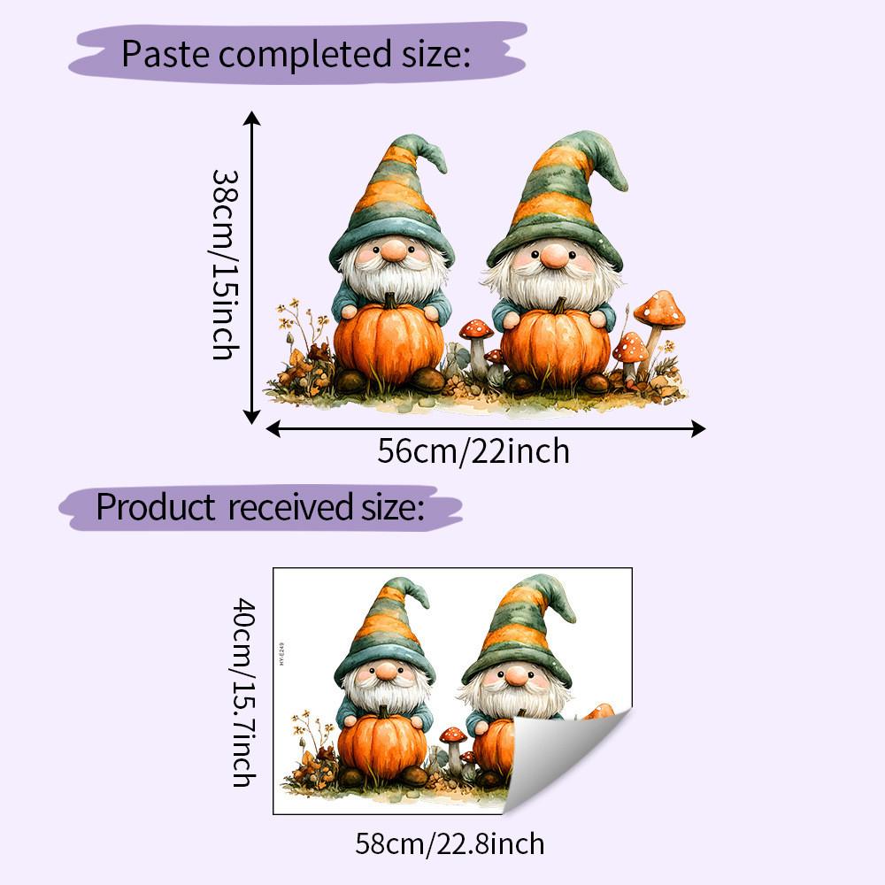 

Halloween Dwarf Cartoon Pumpkin Glass Window Static Glue Free Home Sticker Decor