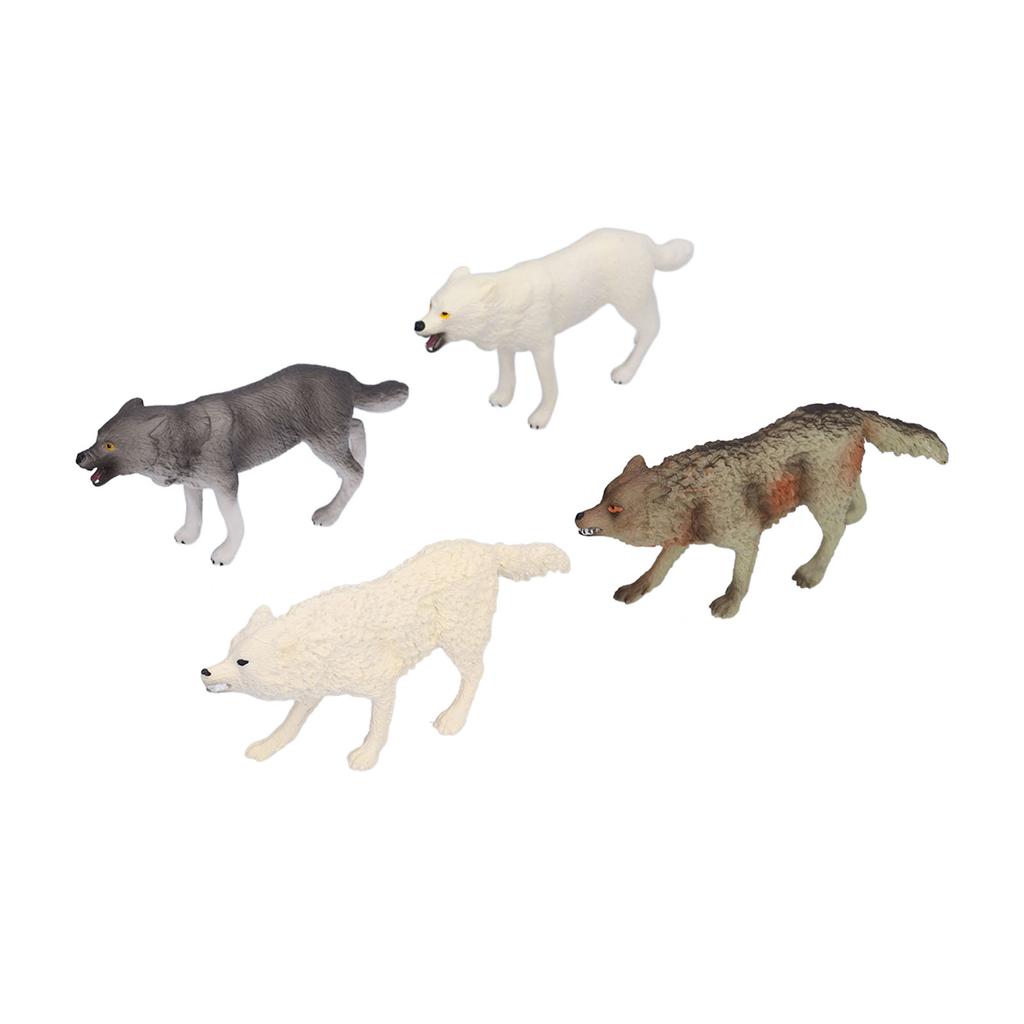 4pcs Wolf Toy Figurines Hand Made High Simulation Animal Action Figures Playsets for Collection
