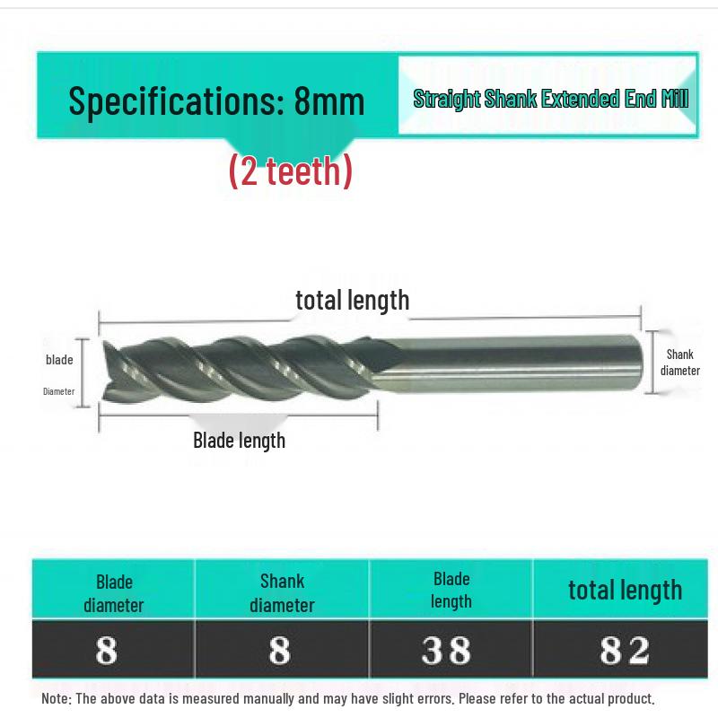 Jinfeng Extended 2-Flute Straight Shank Milling Cutter (3 to 20mm)