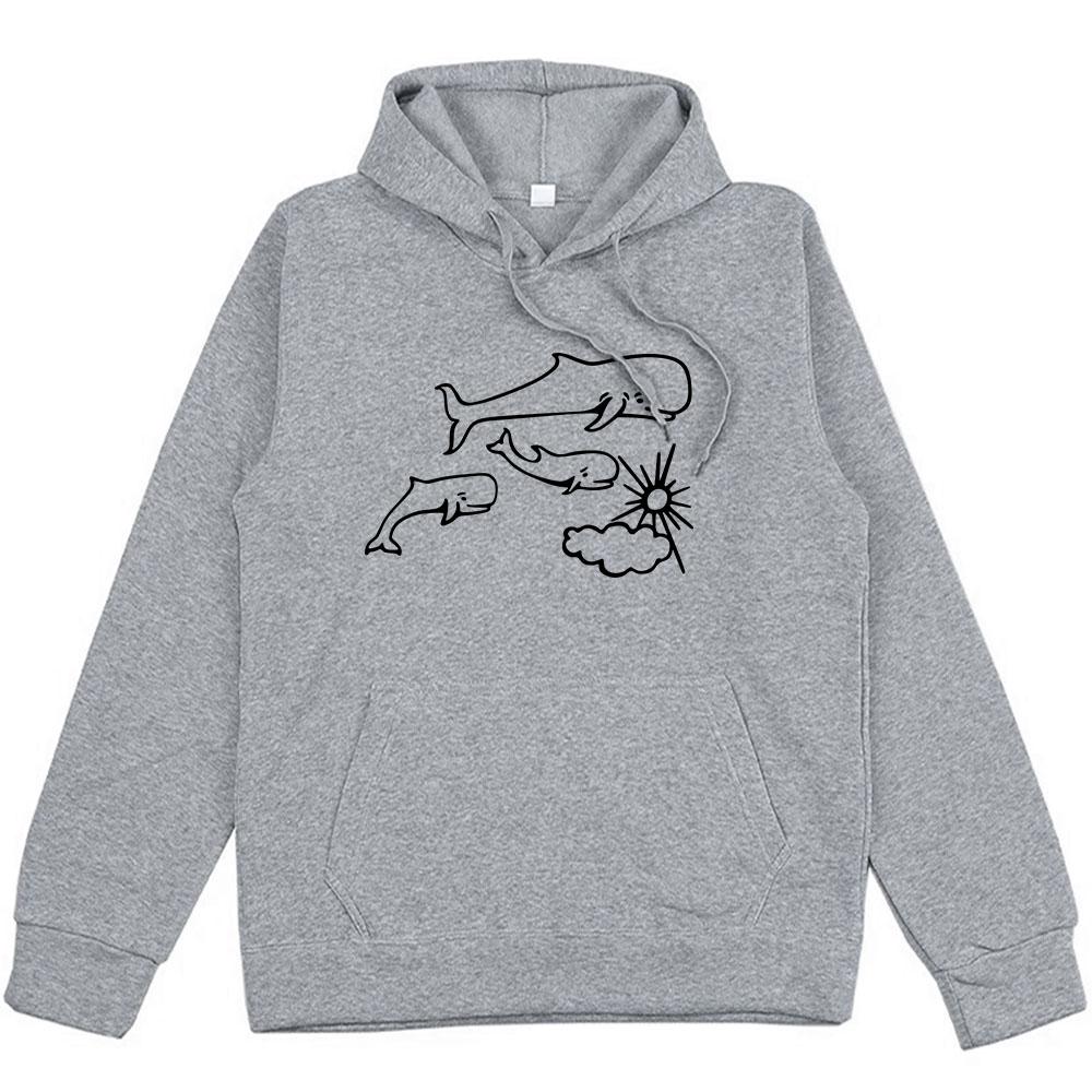 

Татуировка «Киты и солнце» от Robe De Extremoduro Толстовка с капюшоном Рок-группа Модные толстовки Мужская/Женская одежда Графические топы XS серый