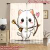 2D flat printing 2pcs Window Treatment Curtains Cute cat cupid bow Digital Printed Polyester Drapes Festive Wall Decor Use for