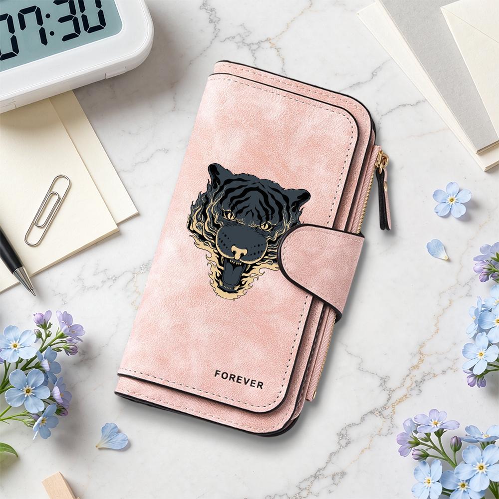 Fashion Tiger Pattern Long Wallet Multi Slot Card Holder Casual Portable Purse