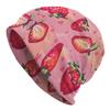 A Street-Style Fruit-Themed Knitted Hat - Featuring a Fresh Strawberry Pattern, Made from Durable Knitted Fabric, Comfortable And Stretchy Fit, Perfec