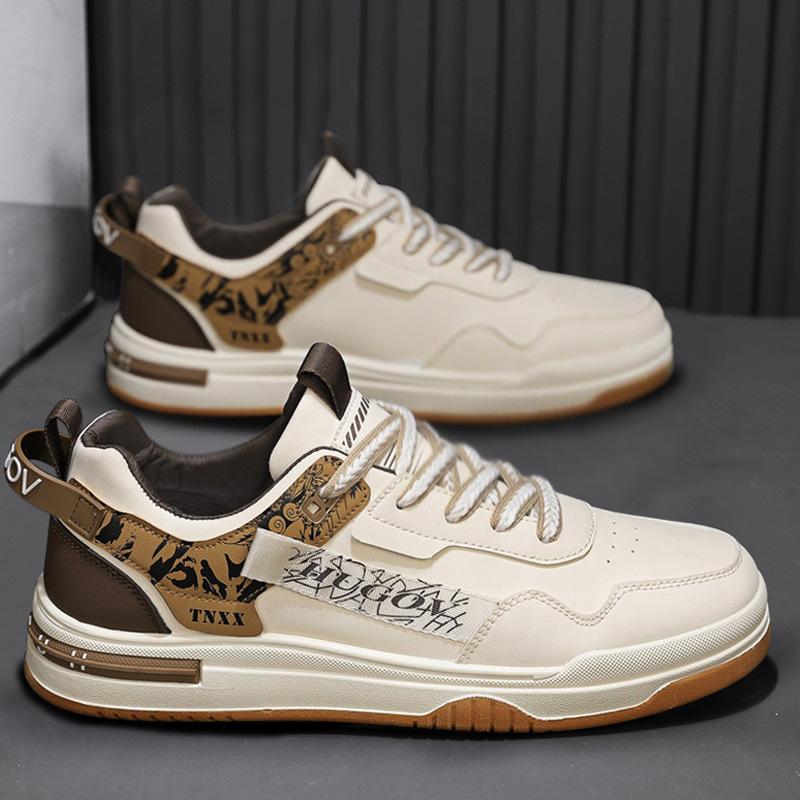 

Little White Shoes Leather Surface Punching Breathable Webbing Decorative Low-Top Sports Board Shoes Platform Men S Shoes 44