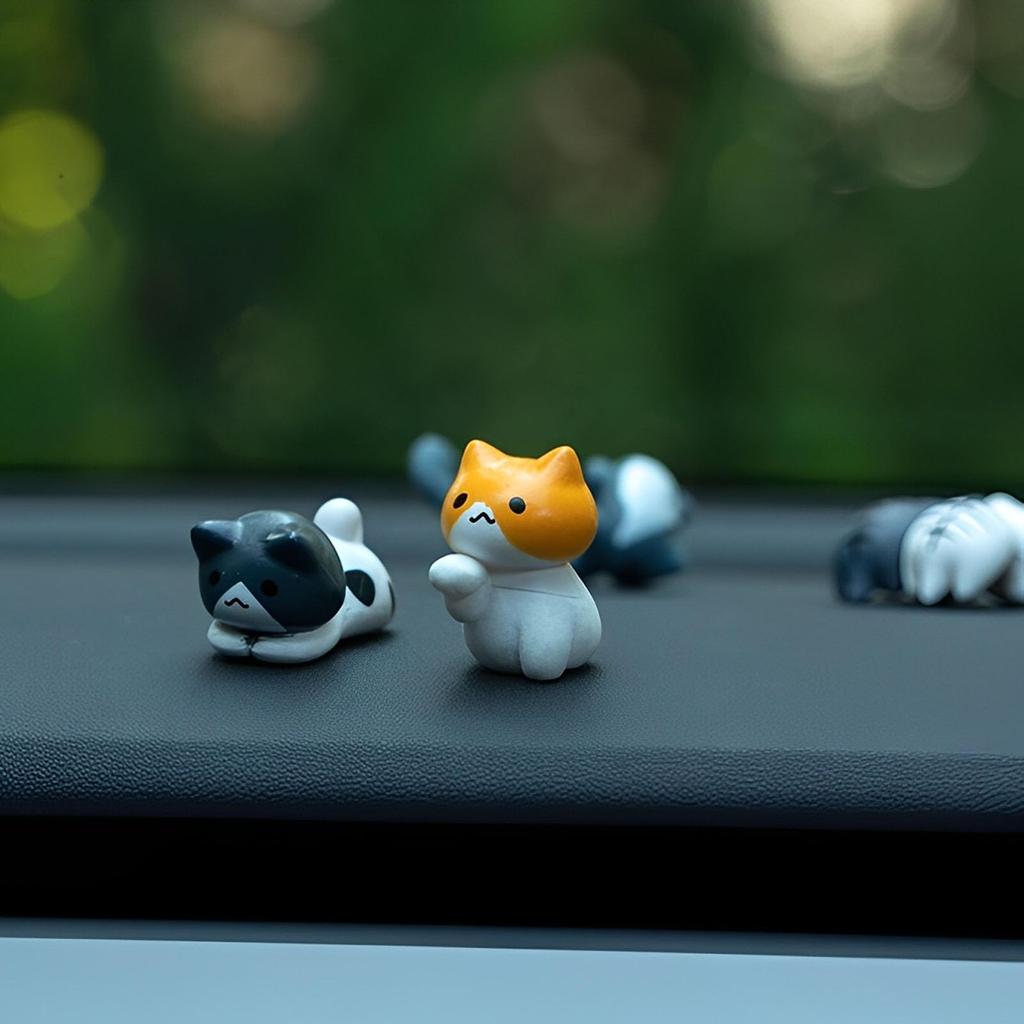 6 SZTUK Urocze Mini Kotki Dekoracje Lusterka Samochodowego, Deska Rozdzielcza Wnętrze Samochodu Uroczy Kotek Kawaii Dekoracje do Domu Biura Prezenty dla Kobiet Mężczyzn