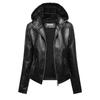 Damen Oversize Kapuzen-Fleece-gefütterte PU-Lederjacke Übergröße 6XL Streetwear Rock-Stil Herbst Winter Mantel