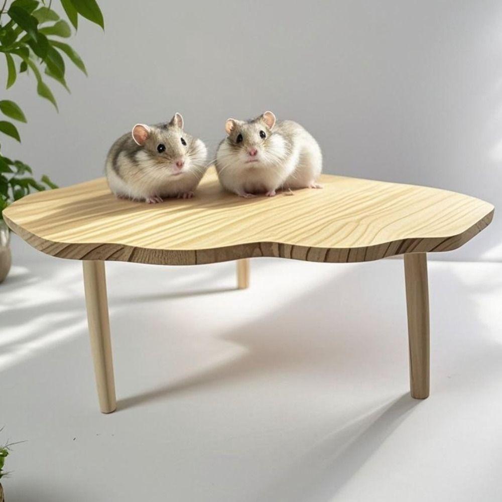 Wooden Hamster Platform Funny Mini Wood Table Playset Small Pets Playing Stand  For Chinchilla