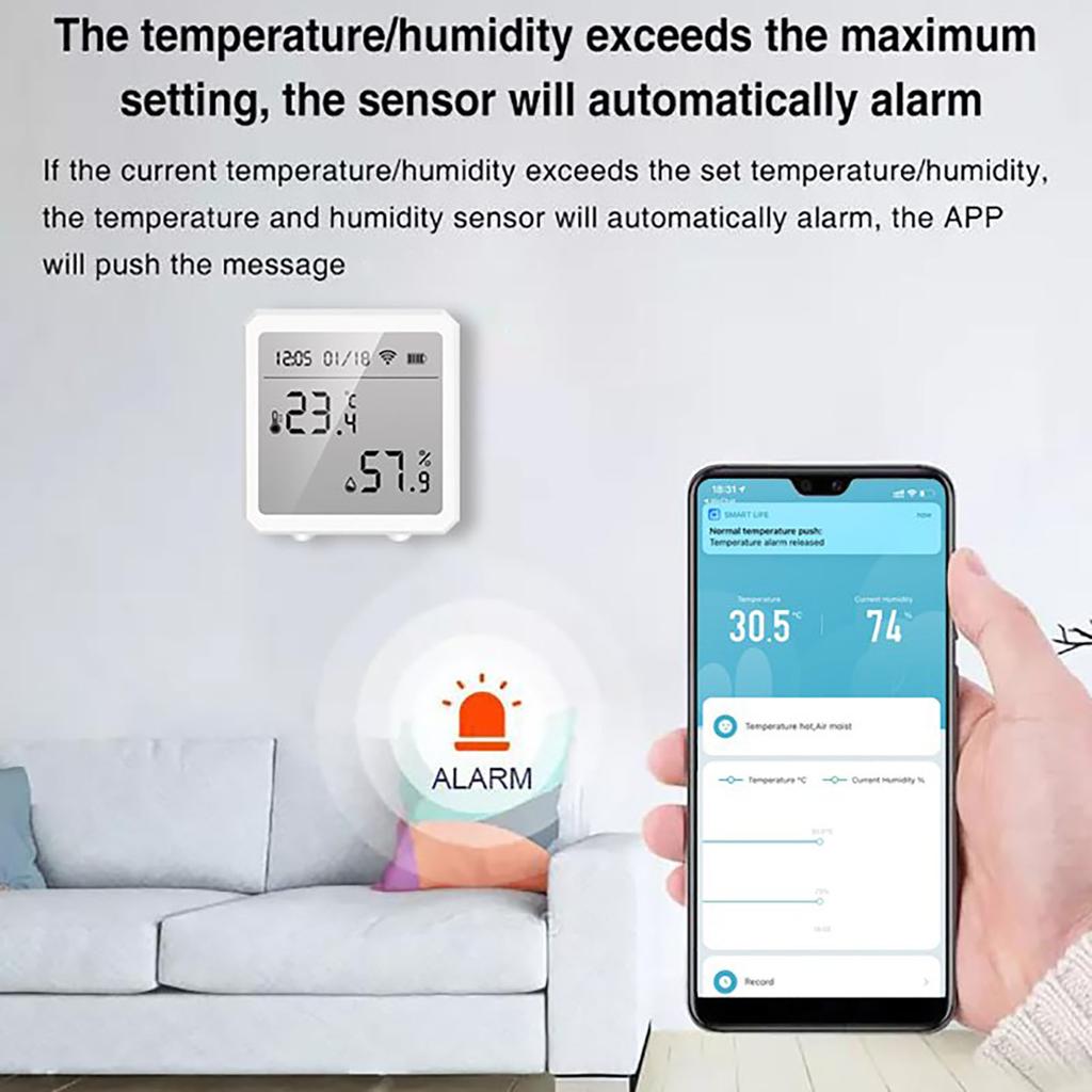 Temperature Humidity Monitor Wifi Sensor Controller Meter Detector LCD Digital Display Electronic Thermometer for Tuya