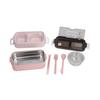 Lunch Box 2 Tier Stackable Container Folding Buckle Stainless Steel Insulated Lunch BoxCoral Pink