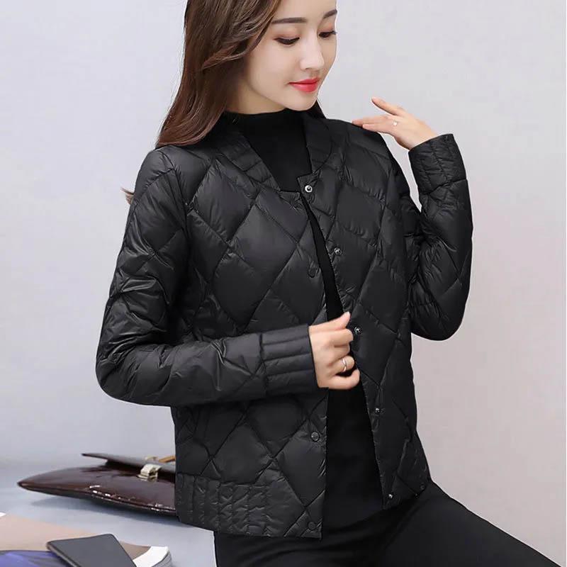 Women's Autumn and Winter Small Cotton-padded Jacket Short Lightweight Down Coat Thin Middle-aged Winter Stand-up Collar Parka Outwear