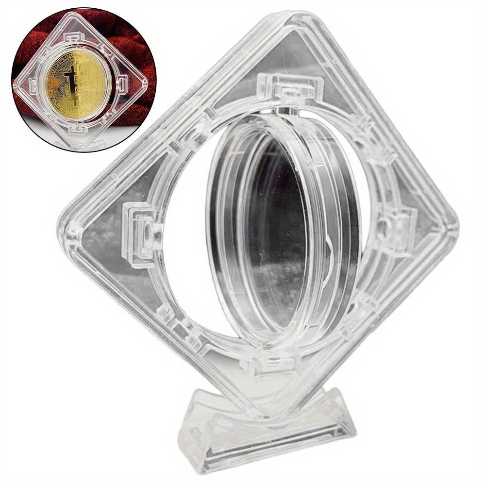2pc Commemorative Coins Protection Box Acrylic Coin Display Boxes Transparent Box 40mm Bare Coins For Rotating Brackets Storage