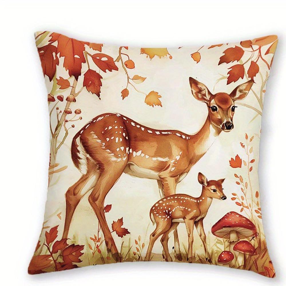 Autumn Forest Animal-Print Pillowcases: Deer, Owls, Raccoons, and Foxes Sofa cushion cover home room decoration 2D flat printing