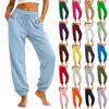 Pantalon de jogging décontracté pour femme avec poches, Pantalon ample de couleur avec poignets