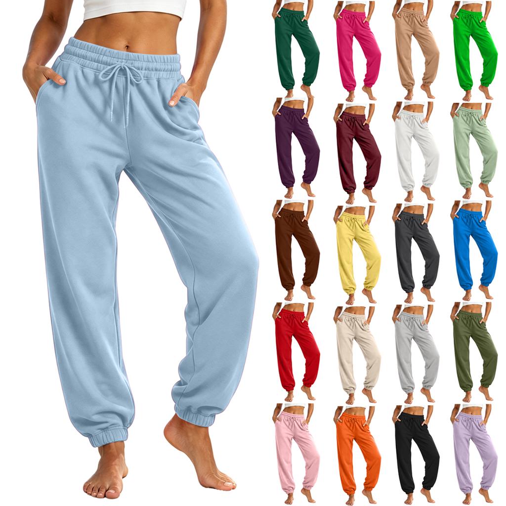 Pantalones Jogger Casuales para Mujer con Bolsillos, Color Pantalones Sueltos con Puños