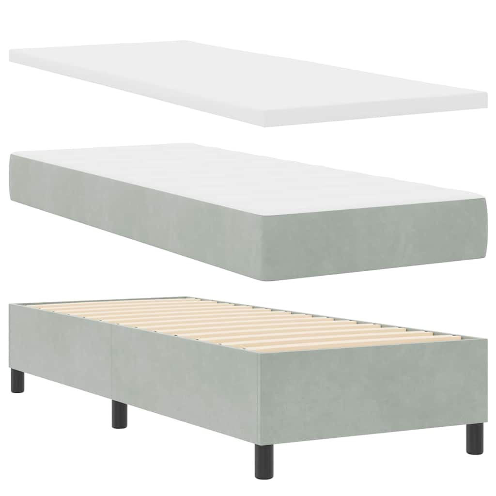 LED Box Spring Bed with Headboard Light Gray 80 X 200 Cm Velvet