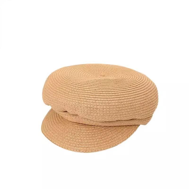 New Summer Casual Sun Protection Bere Baseball Cap Korean Version Straw Woven Wrinkled Newspaper Baby Hat Women's Star Anise Hat Trend