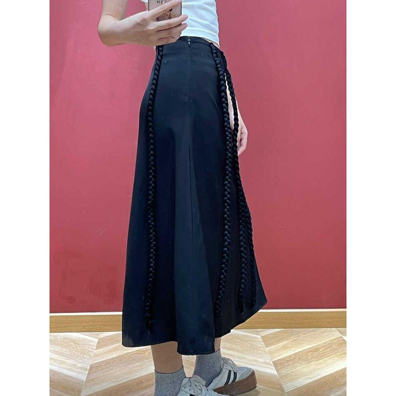 Fall New Arrival Fashion Unique Special High Waist Braid Skirt Women's Mid Length Long Length Slim Looking All-Matching Graceful Mid Skirt