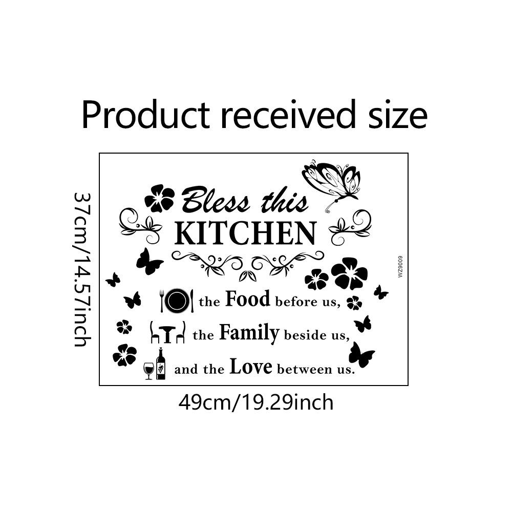 WZ9009 Anglický slogan s motýlem, stolní nádobí, restaurace, komerční prostory, pozadí, zkrášlování stěn, dekorativní nástěnná samolepka