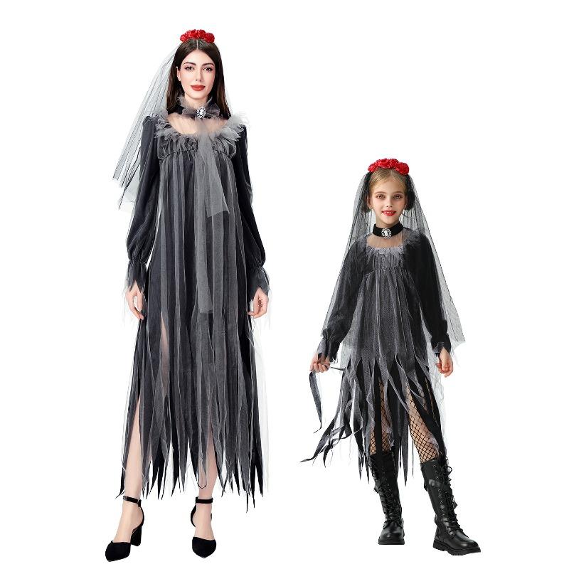 Halloween Kids Costume Ghost Bride Witch Costume Vampire Girl Costume Funny Dress Up Dress