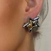 Stainless Steel Delicate Star Shaped Stud Earrings for Women Geometric Metal Smooth Earrings High Quality Waterproof Jewelry